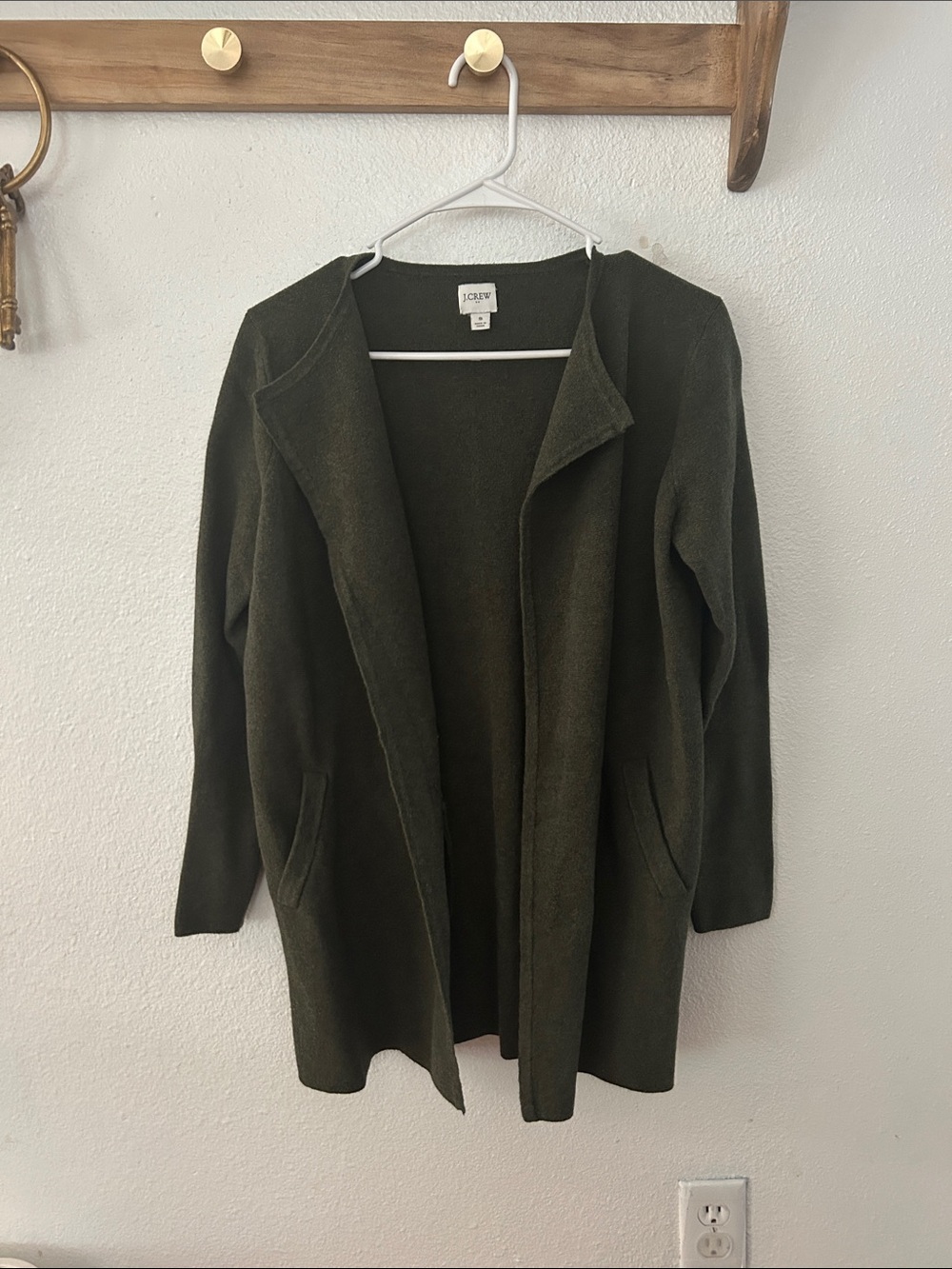 J. Crew Open-Front Olive Blazer Cardigan Coatigan